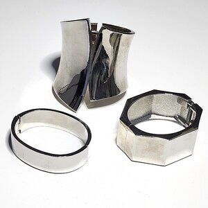 Chunky silver cuff bracelet bundle